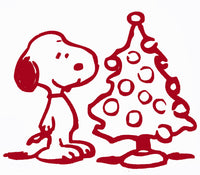 Snoopy Christmas Tree Die-Cut Vinyl Decal - Red