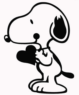 Snoopy Holds Heart Die - Cut Vinyl Decal - Black - snoopn4pnuts.com