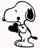 Snoopy Holds Heart Die-Cut Vinyl Decal - Black