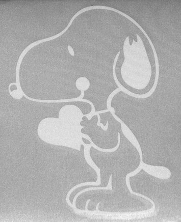 Snoopy Holds Heart Die - Cut Vinyl Decal - White - snoopn4pnuts.com