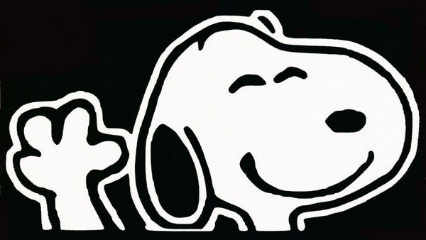 Snoopy Waving Die-Cut Vinyl Decal - White (Small)