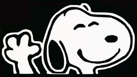 Snoopy Waving Die-Cut Vinyl Decal - White (Mini)