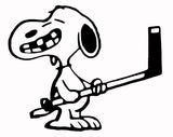 Snoopy Hockey Player Die-Cut Vinyl Decal - Black