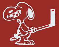 Snoopy Hockey Player Die-Cut Vinyl Decal - White