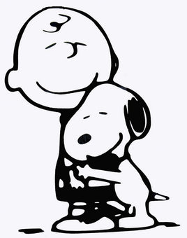 Charlie Brown and Snoopy Hug Die - Cut Vinyl Decal - Black - snoopn4pnuts.com