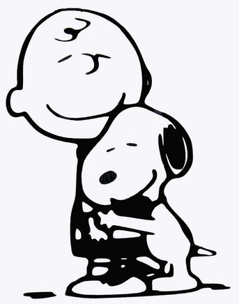 Charlie Brown and Snoopy Hug Die - Cut Vinyl Decal - Black - snoopn4pnuts.com