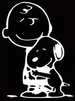 Charlie Brown and Snoopy Hug Die-Cut Vinyl Decal - White