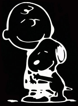 Charlie Brown And Snoopy Hug Die-Cut Vinyl Decal - White