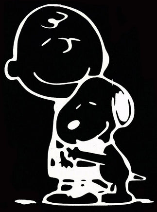Charlie Brown And Snoopy Hug Die-Cut Vinyl Decal - White