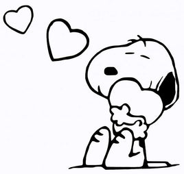 Snoopy Hugs Heart Die - Cut Vinyl Decal - Black (Copy) - snoopn4pnuts.com