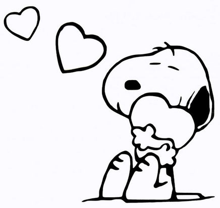 Snoopy Hugs Heart Die - Cut Vinyl Decal - Black (Copy) - snoopn4pnuts.com