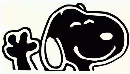 Snoopy Waving Die - Cut Vinyl Decal - Black (Mini) - snoopn4pnuts.com