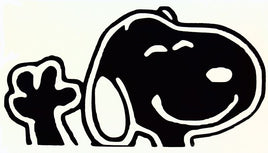 Snoopy Waving Die - Cut Vinyl Decal - Black (Small) - snoopn4pnuts.com