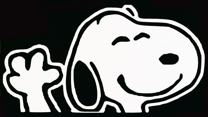 Snoopy Waving Die-Cut Vinyl Decal - White (Medium)