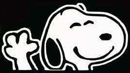 Snoopy Waving Die - Cut Vinyl Decal - White (Small) - snoopn4pnuts.com