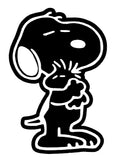 Snoopy Hugs Woodstock Die-Cut Vinyl Decal - Black (Solid Fill-Full Color)