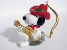 1982 Peanuts Western Series Christmas Ornament - Snoopy Cowboy Playing Guitar - snoopn4pnuts.com