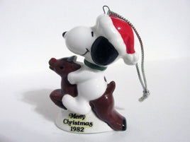 1982 Snoopy Rides Reindeer Ornament