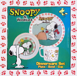 Snoopy and Woodstock 3 - Piece Melamine Dish Set (NEW BUT NO BOX) - snoopn4pnuts.com