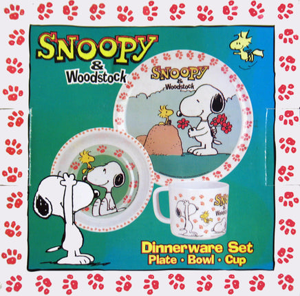 Snoopy and Woodstock 3 - Piece Melamine Dish Set (NEW BUT NO BOX) - snoopn4pnuts.com