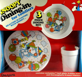 Snoopy Vintage 3-Piece Child's Melamine Dish Set