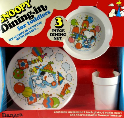 Snoopy Vintage 3-Piece Child's Melamine Dish Set