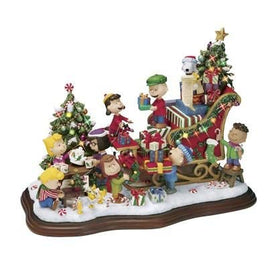 Danbury Mint Peanuts Lighted Christmas Sleigh Sculpture (Near Mint) - snoopn4pnuts.com
