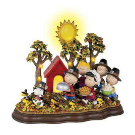 Danbury Mint Peanuts Lighted Thanksgiving Sculpture - NEW - snoopn4pnuts.com