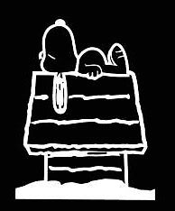 Snoopy On Doghouse Die-Cut Vinyl Decal - White