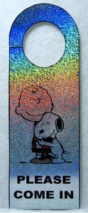 Peanuts Gang Laminated Door Hanger - Charlie Brown: "Please Come In" (Holographic!)
