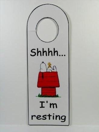 Peanuts Gang Laminated Door Hanger - Snoopy: "Shhhhh...I'M Resting"