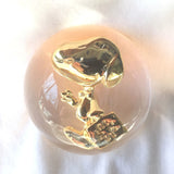 Met Life Clear Acrylic and Gold-Tone Paperweight - Snoopy Holding Briefcase