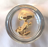 Met Life Clear Acrylic and Gold-Tone Paperweight - Snoopy Holding Briefcase