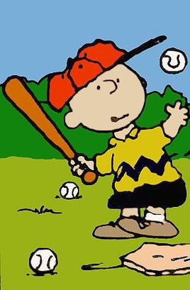Peanuts Double-Sided Flag - Charlie Brown At Bat