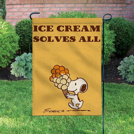 Peanuts Double - Sided Flag - Ice Cream Solves All - snoopn4pnuts.com