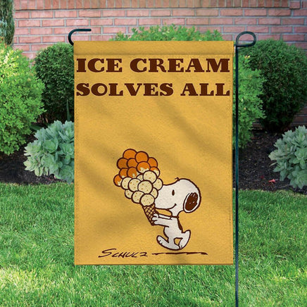 Peanuts Double - Sided Flag - Ice Cream Solves All - snoopn4pnuts.com