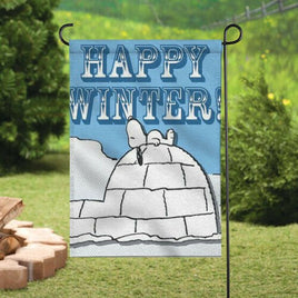 Peanuts Double - Sided Flag - Happy Winter! - snoopn4pnuts.com