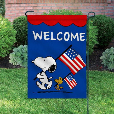 Peanuts Double - Sided Flag - Patriotic Welcome - snoopn4pnuts.com