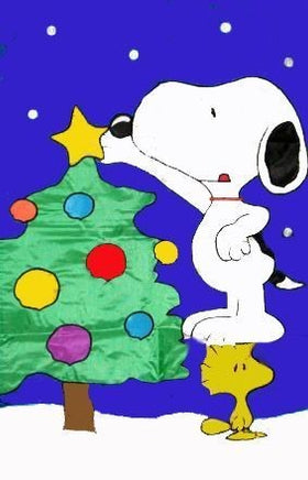 Snoopy Decorating Christmas Tree Flag (Near Mint)