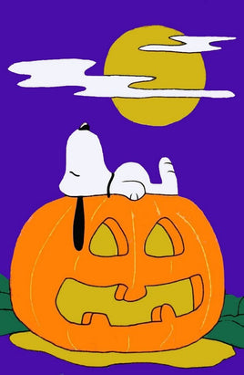 Snoopy On Jack 'O Lantern Halloween Flag