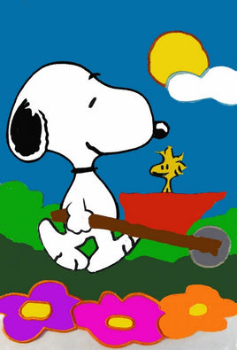 Wheelbarrow Snoopy Sculpted Flag