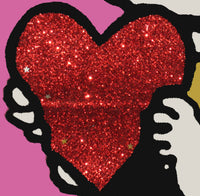 NON - VINTAGE VALENTINE's DAY FLAG With Glitter Accents - snoopn4pnuts.com