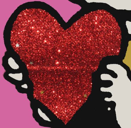 NON - VINTAGE VALENTINE's DAY FLAG With Glitter Accents - snoopn4pnuts.com