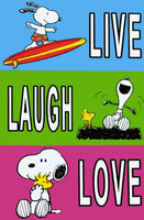 Peanuts Double - Sided Flag - Live, Love, Laugh - snoopn4pnuts.com