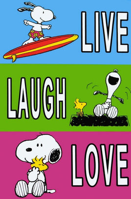 Peanuts Double - Sided Flag - Live, Love, Laugh - snoopn4pnuts.com