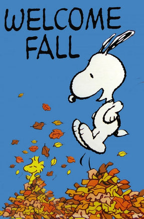 Non-Vintage Flag - Welcome Fall Jumping In Leaves