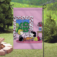 Peanuts Double-Sided Flag - Lucy and Schroeder