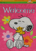 SNOOPY FLORAL WELCOME Flag