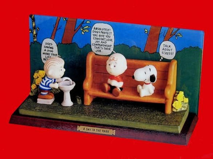 Flambro Porcelain Figurescene On Wood Base - A Day In The Park