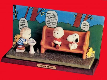 Flambro Porcelain Figurescene On Wood Base - A Day In The Park (Near Mint)